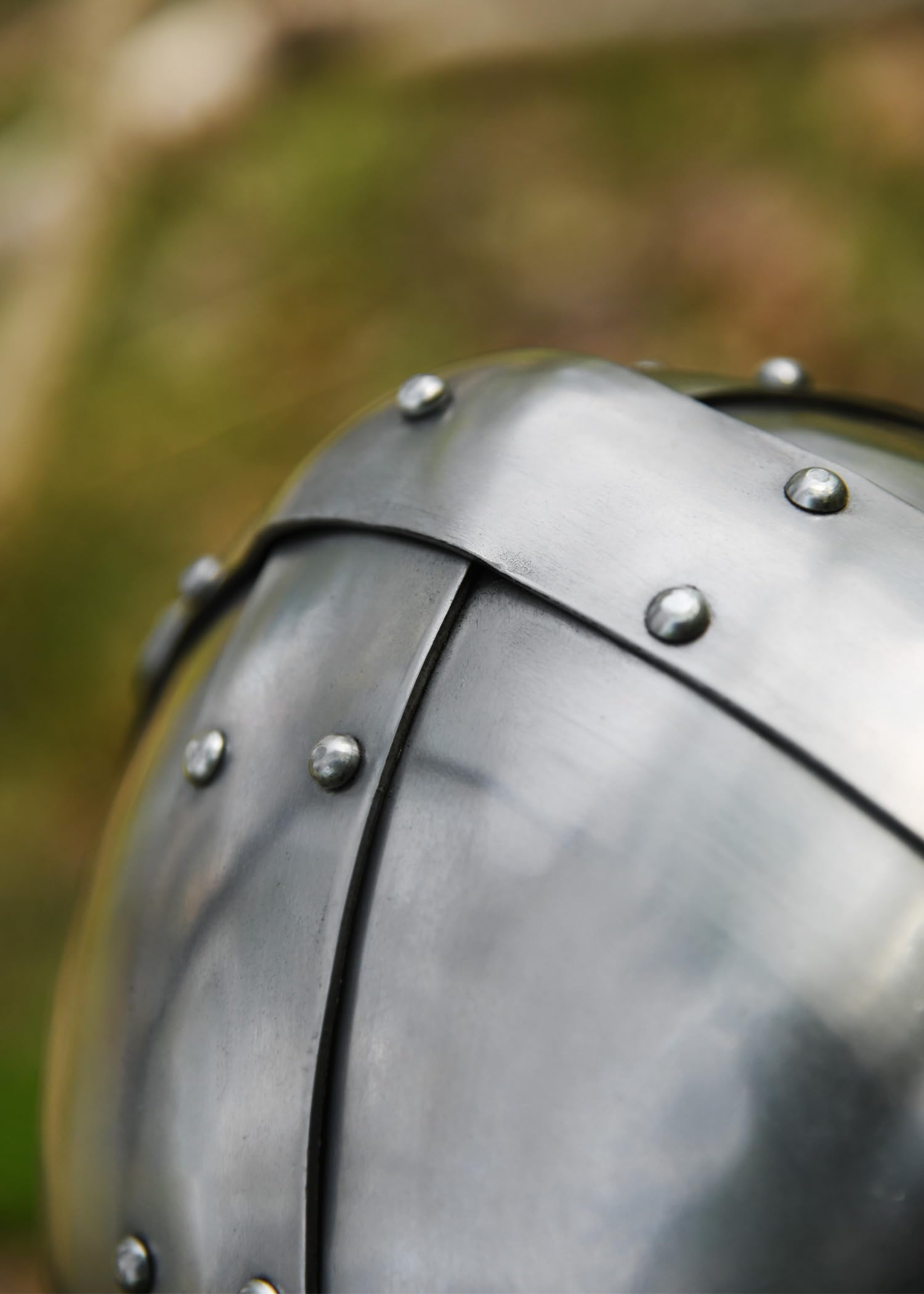 Ulfberth - Spangenhelm mit Polster und Riemen - Wikinger Helm aus 2 mm Stahl mit verstärktem Nasal - Schaukampf-tauglich