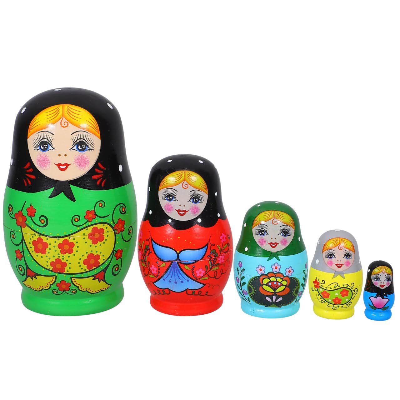 WEI poupées gigognes peintes à la main 5pcs poupées matriochka en bois