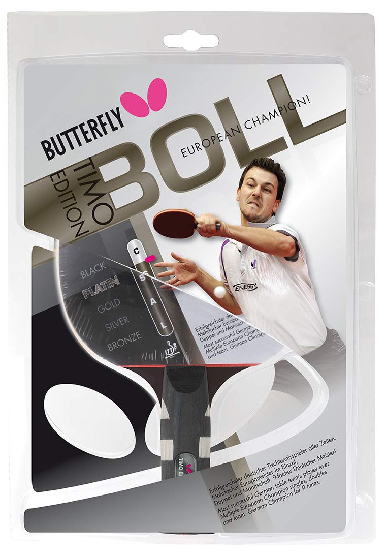 Butterfly® Timo Boll Platin 85025 Tischtennisschläger | Tischtennis Racket Bat Profi | Wettkampfschläger für fortgeschrittene Spieler | ITTF zertifizierter Pan Asia Belag | anatomische Griffform