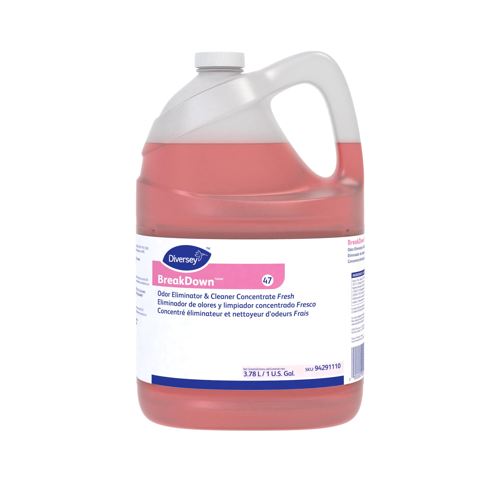 Diversey 94291110 Breakdown Odor Eliminator, Enzyme Eliminates Odors & Stains on Hard Surfaces & Carpet, Fresh Scent, Concentrate, 1-Gallon2 pack 