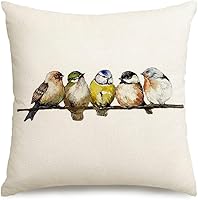 Vista 8 de RABUSOFA Fundas de almohada de Navidad de 20 x 20 pulgadas, decoración de invierno de pájaros, fundas de almohada de Navidad, decoración de pájaros