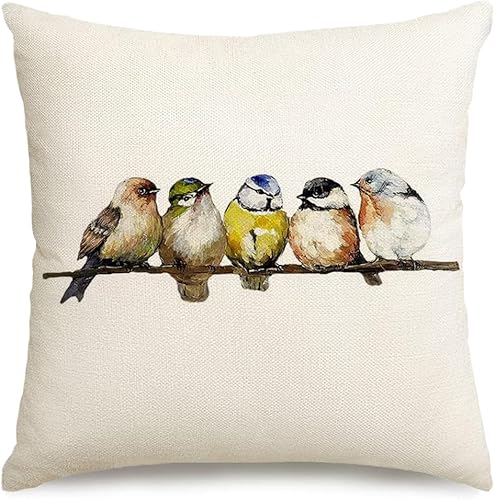 Miniatura 8 de RABUSOA - Fundas de almohada de pájaros de 16 x 16 pulgadas, almohadas lumbares, almohadas decorativas Olong pequeñas, fundas de almohada para