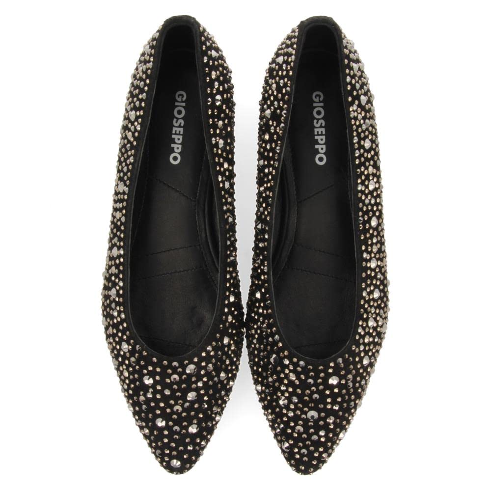 GIOSEPPO Bailarinas Negras con Cristales de Strass para Mujer kannus