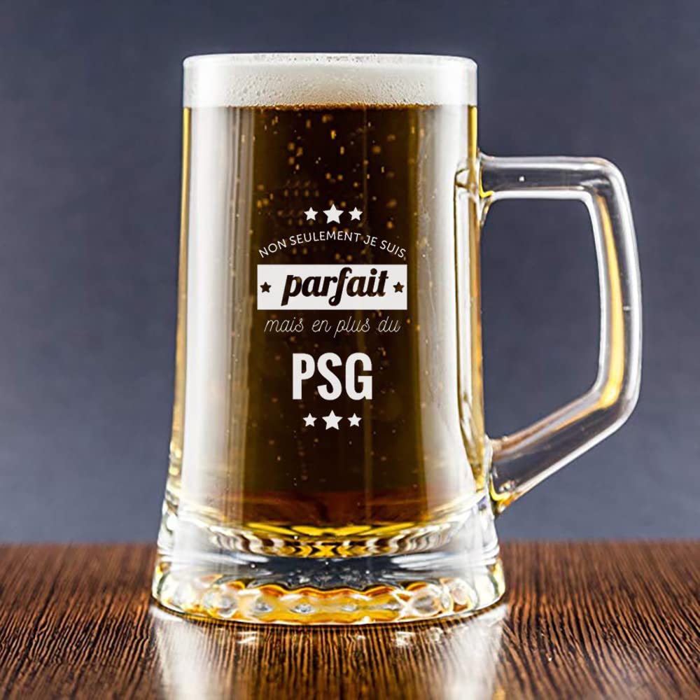 Chope à bière pour supporters de football Je ne suis pas seulement parfait... personnalisée dans une boîte en bois