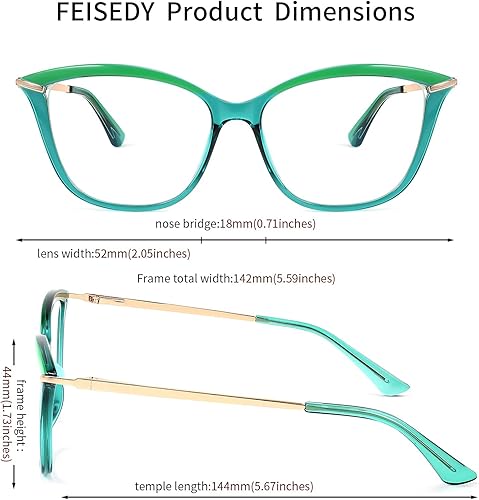 Miniatura 6 de FEISEDY - Gafas con bloqueo de luz azul para computadora, para mujer y hombre, marco Cateye TR90 B2772