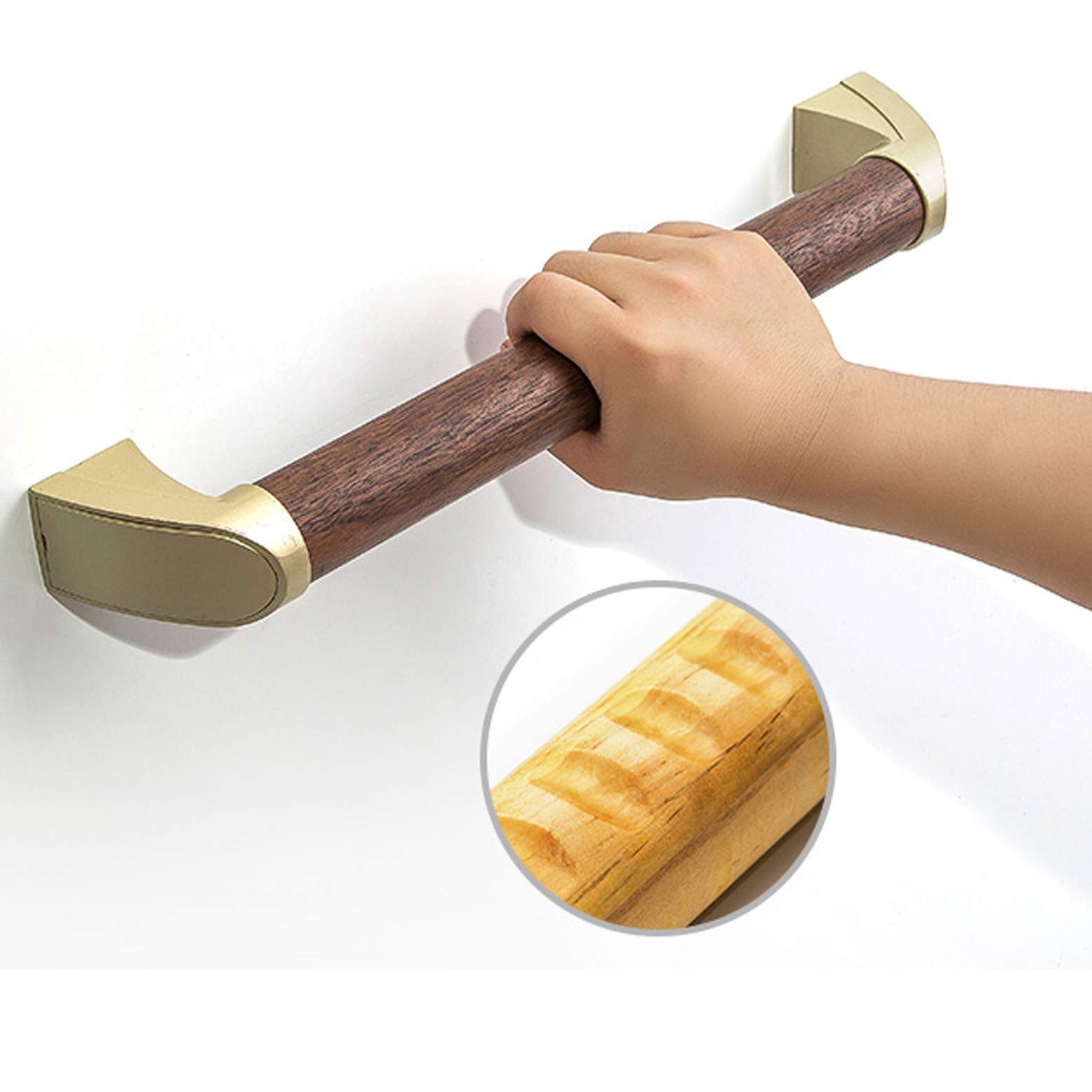 Maniglia di Sostegno per Scale in Legno, Maniglione per Bagno/Maniglioni Doccia per Anziani e Disabili, Impermeabile Slittata Sicurezza Maniglione per Vasca/CorridoioBlack Peach Wood-40cm 15.7in