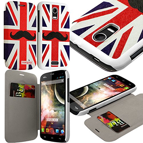 KARYLAX Seluxion - Coque Housse Etui à Motif KJ22 Rabat latéral et Porte-Carte pour Wiko Darkmoon + Film de Protection
