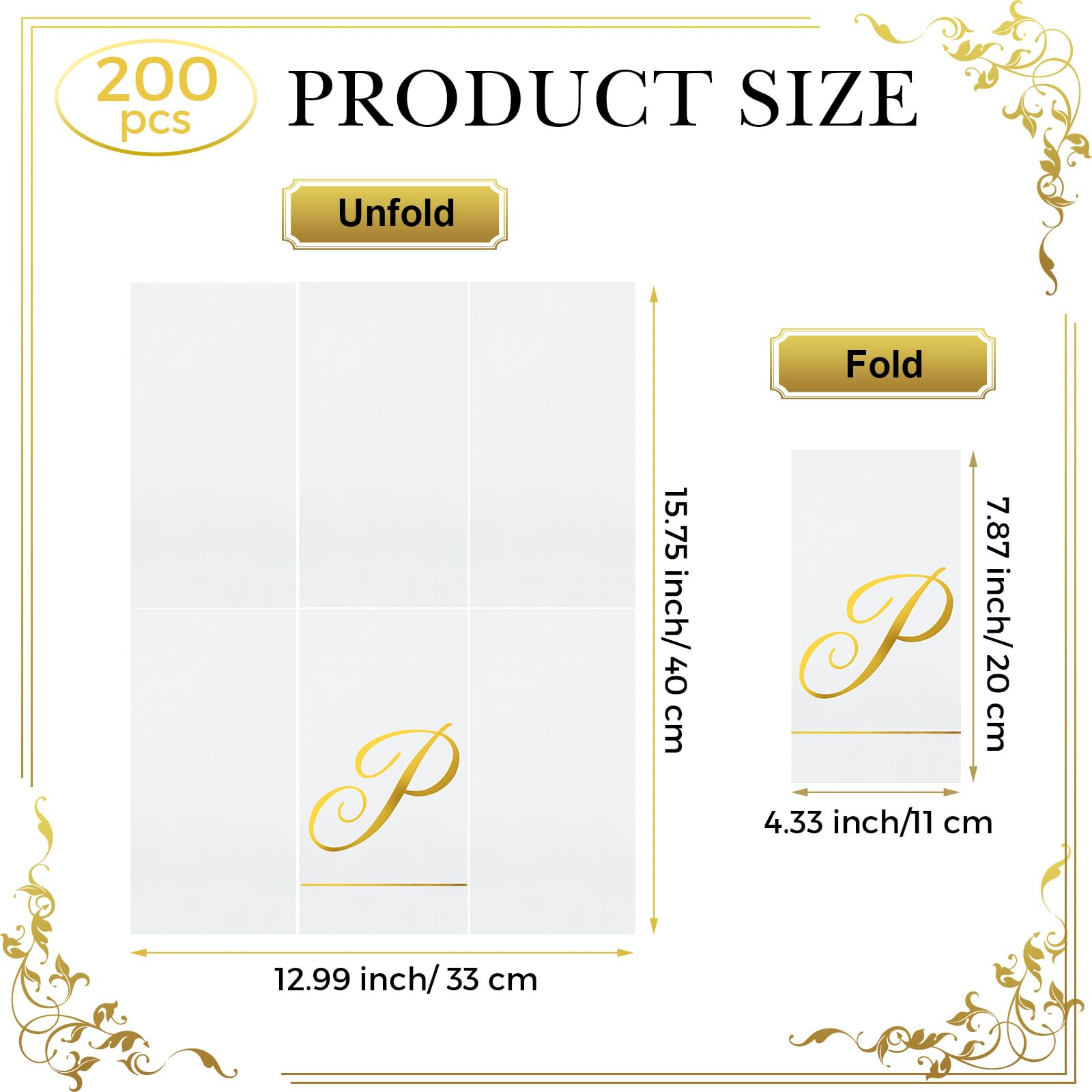 Pasimy 200 servilletas con inicial, servilletas de papel con monograma dorado, desechables, elegantes, para bodas, despedidas de soltera, vacaciones, fiestas de cumpleaños, decoración de vajilla