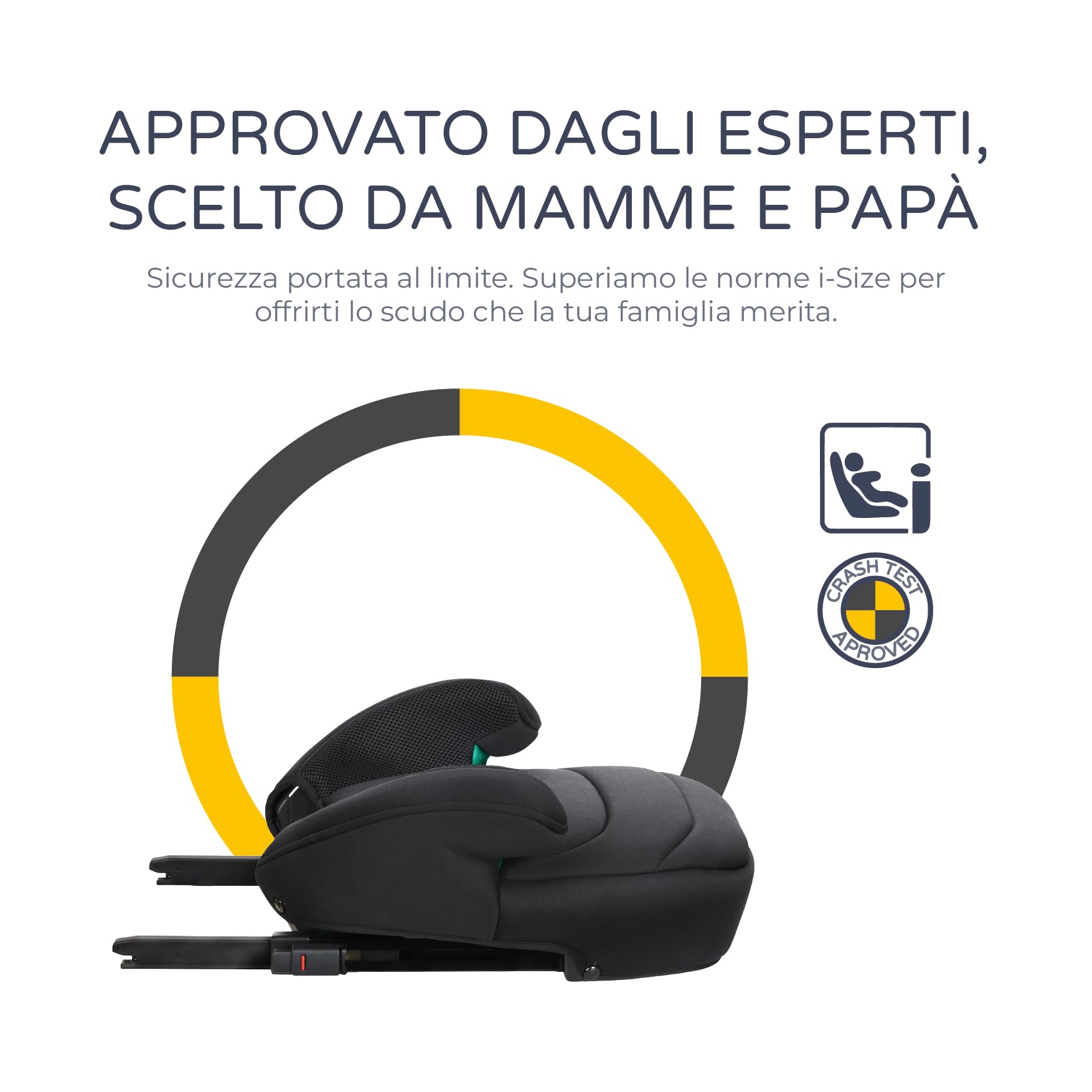 MS BabyWorld – RIALZO BOOSTER – I-Size per auto | CON ISOFIX | Con guida per cintura | Gruppo 3 | 125-150 cm | Seggiolino auto sicuro e confortevole
