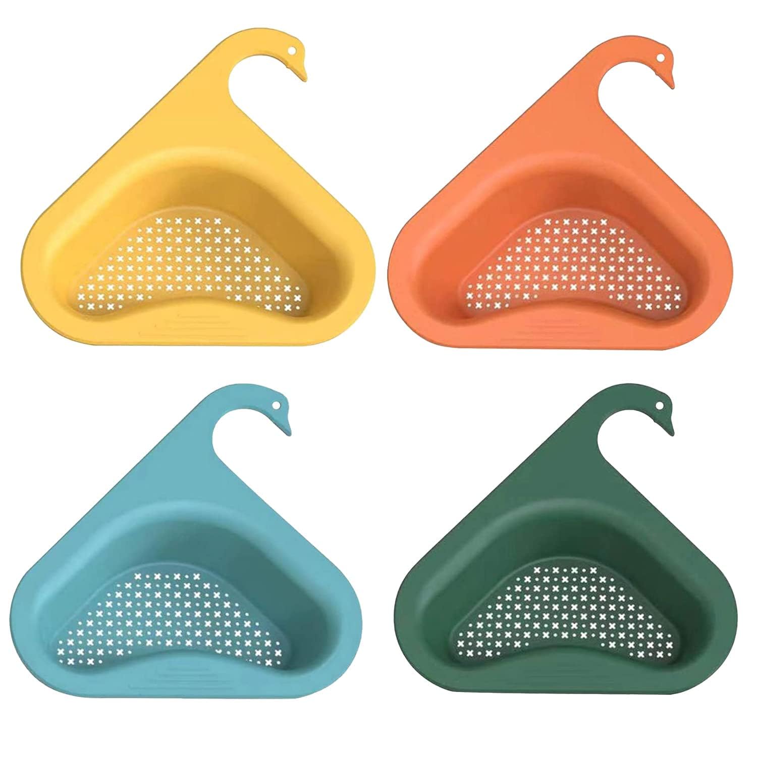 Plastic Swan Drain Strainer for Kitchen Sink Waste Filter Basket Anti Skid Breathable Sink Corner Strainer for Food Residue and Vegetable Washing-image-2