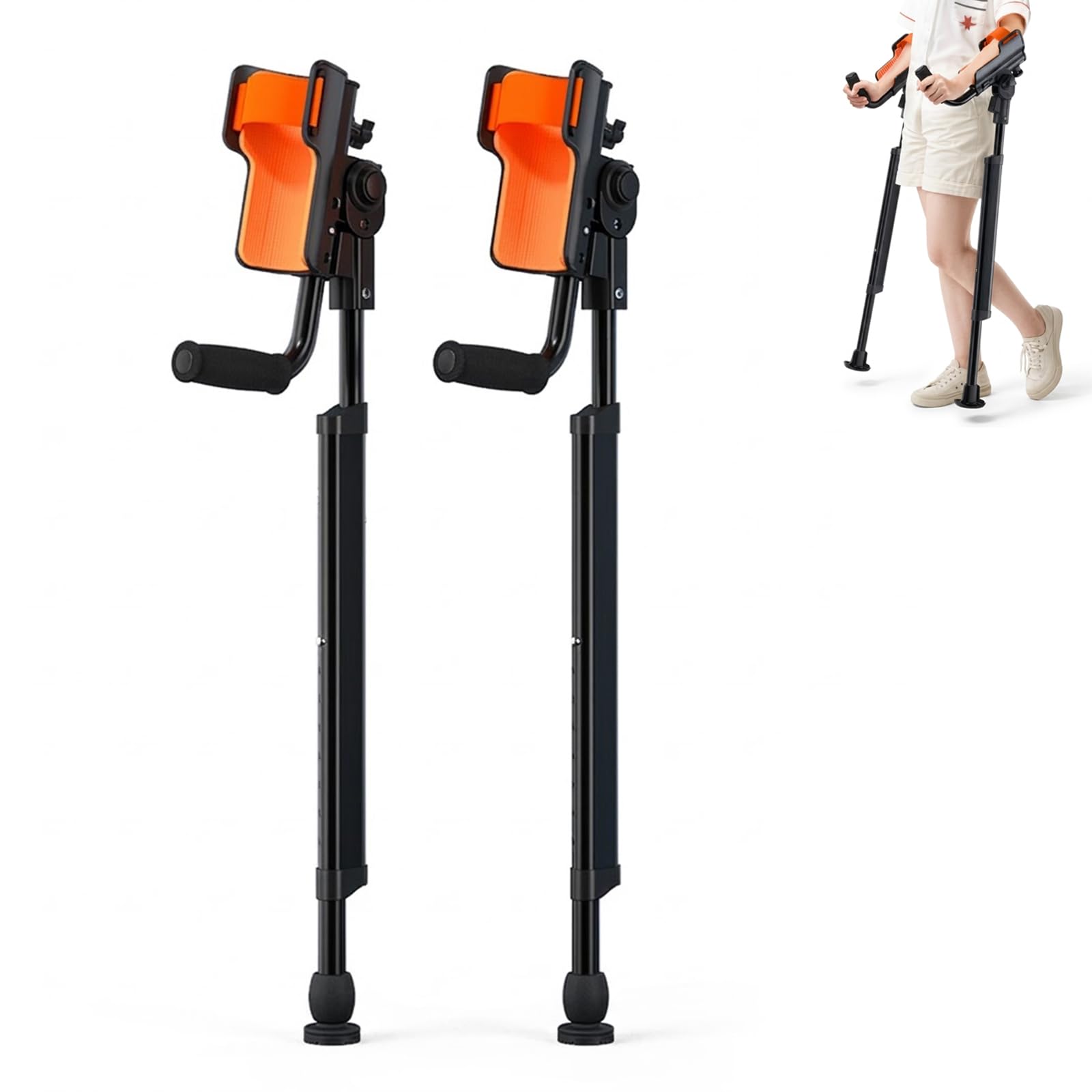 1 Paio Stampelle Pieghevoli, Stampelle Ortopediche Avambraccio Regolabili In Altezza 85-115cm Ergonomiche Con Supporto Gomito Alluminio Leggero Carico 100 Kg Per Stampella Viaggio