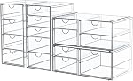 Caktraie Maquillage Organisateur Stockage avec 16 Des tiroirs, 4 Pcs fournitures de bureau, organisateurs de bureau , accessoires clairs , tiroir anti-poussière et pour maquillage , bijoux , stylo , stationnaire