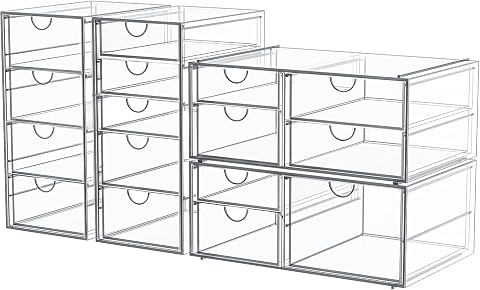 Caktraie Makeup Organizer Storage with 16 Drawers, 4 Pack Desktop Office Supplies