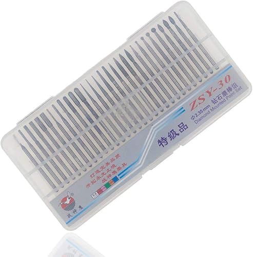 Miniatura 7 de Yakamoz Juego de 30 rebabas de diamante recubiertas de titanio con vástago de 0.093 in, kit de accesorios para amoladora rotativa, herramientas de