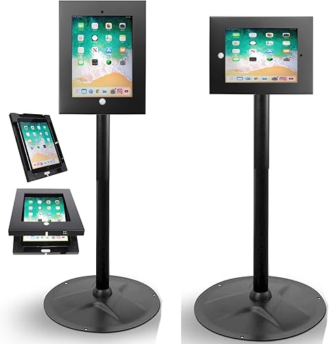 Pyle Soporte de seguridad antirrobo para tableta, soporte de quiosco de aluminio resistente para iPad 234Air, altura de poste de 37.8 pulgadas,
