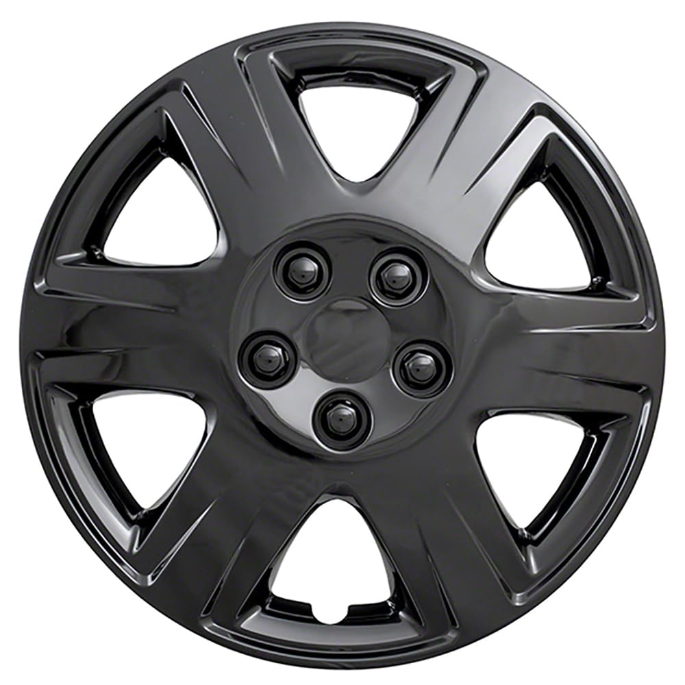 OxGord Hubcaps Wheel Covers - (Set of 4) Hub Caps Wheels Rim Cover - Car Accessories Silver Hubcap Standard Steel Rims - Snap On Auto Tire Replacement Exterior Cap (Black, 15 Inch)