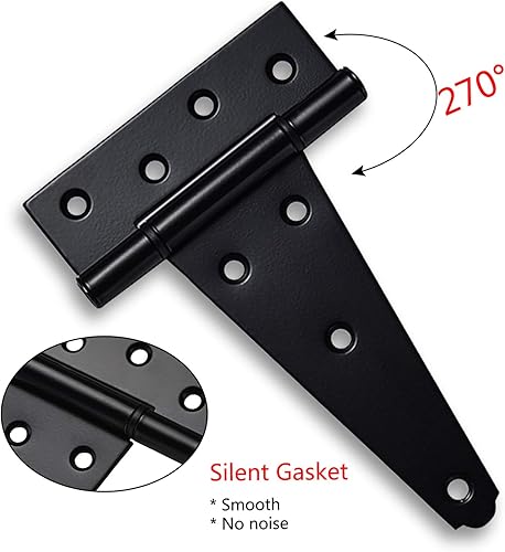 Miniatura 3 de Kit de herrajes para puerta resistente, con pestillo de puerta de autobloqueo, bisagras de puerta de correa en T de 6 pulgadas y tirador de manija