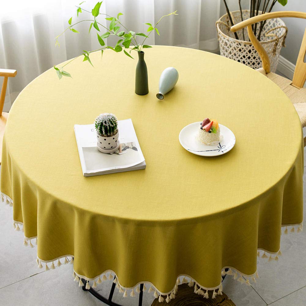 Couchette de table haut de gamme coton lin jaune ronde 130cm
