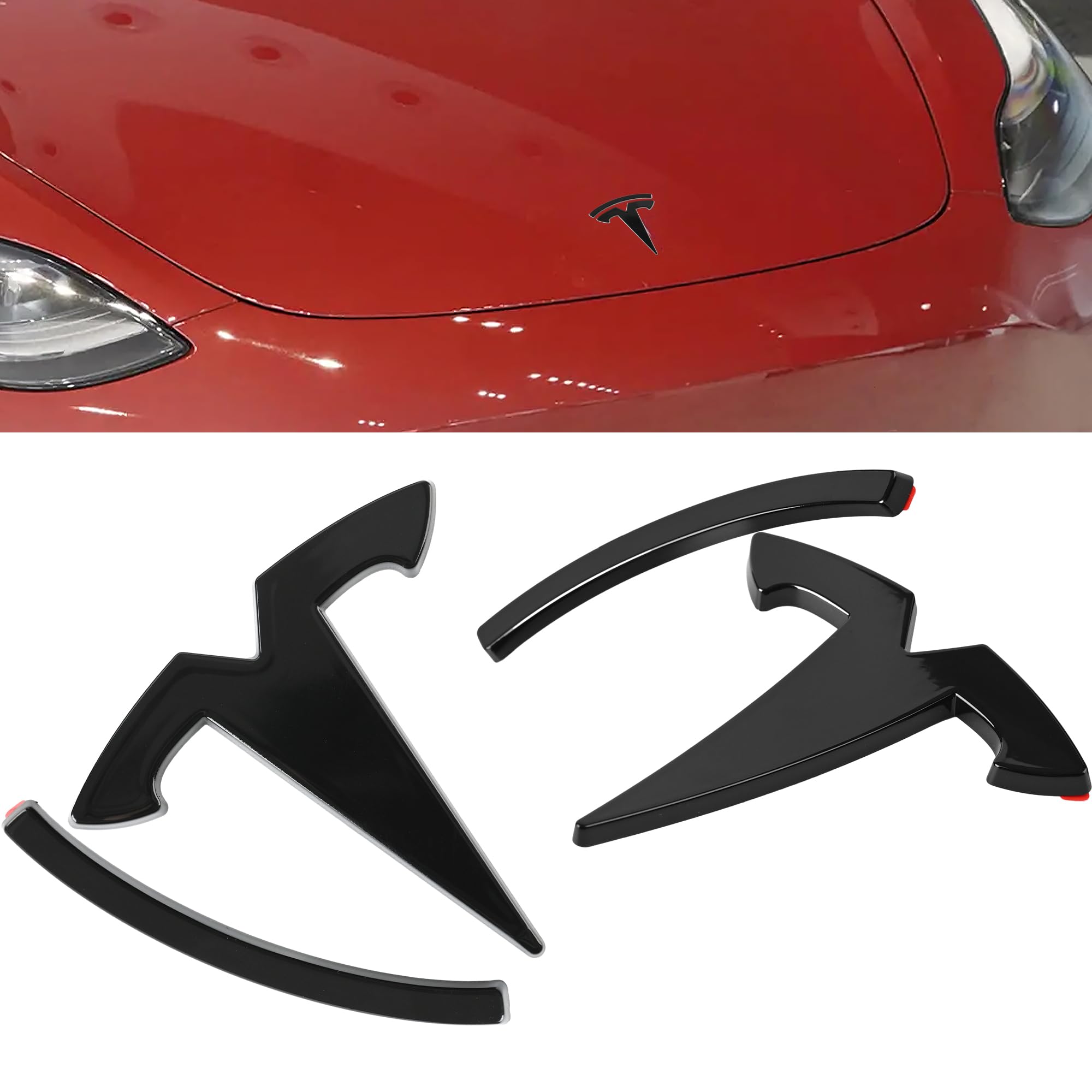 Front Rear Trunk Badge Overlays Tesla Model 3 Front & Rear Logo Sticker ...