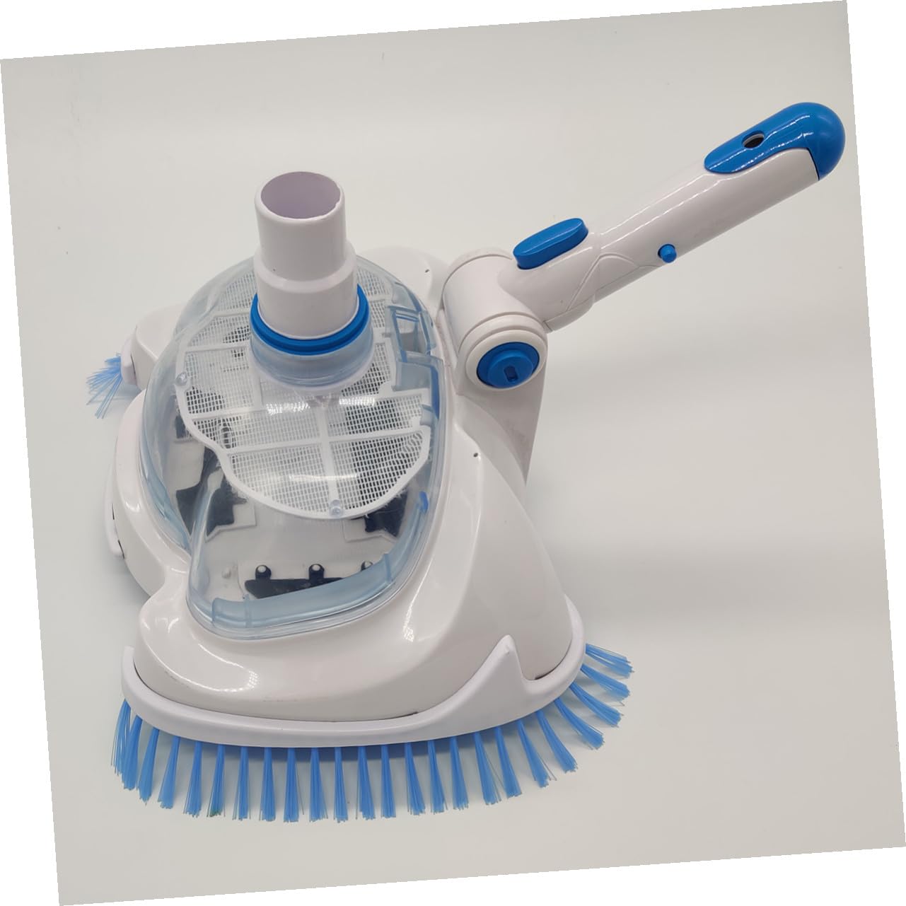 Cabezal de Aspiradora para Piscina con Cepillo de Cerdas Angulares y Cubierta Transparente Herramienta de Limpieza para Fondo y Paredes Compatible con Varilla Telescópica para