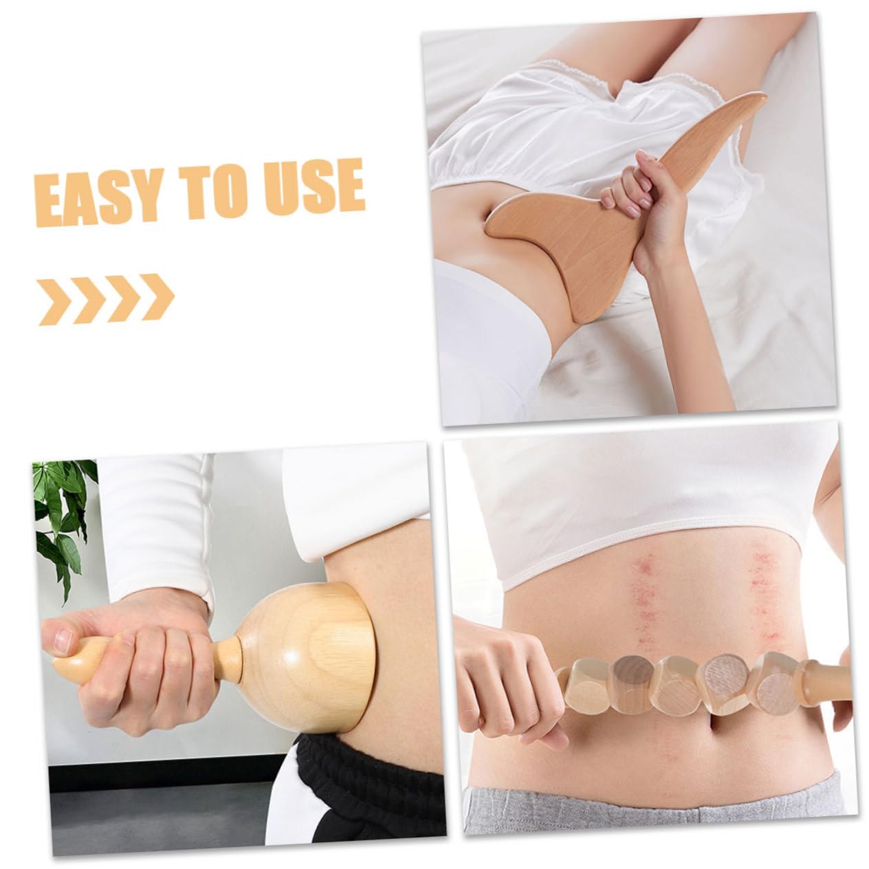Massaggiatore Manuale in Legno 11.8" Bastone Per Massaggio Muscolare e Anticellulite Per Uso Domestico e Relax Post-esercizio