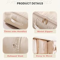 Vista 5 de Ultra Space Saving Self Compression Organizer, 3-Layer Zipper Large Capacity Storage Bag, Thick Satin Fabric Heavy Duty Bags for Comforters Blankets