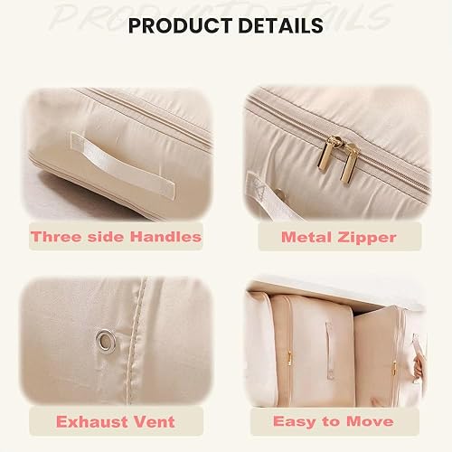 Miniatura 5 de Organizador de autocompresión que ahorra espacio, bolsa de almacenamiento de gran capacidad con cremallera de 3 capas, bolsa de almacenamiento de