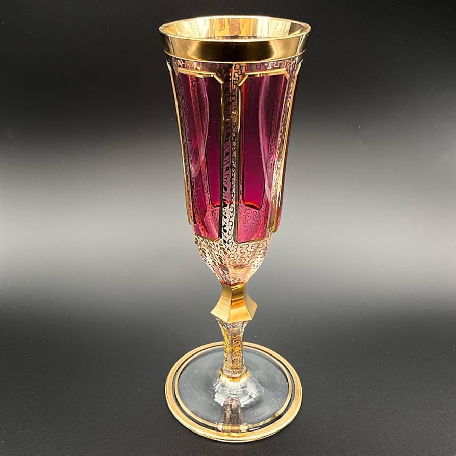 ボヘミア　金彩パネルグラスリキュールセット　東な7-0816⭐︎1F ボヘミア 金彩パネルグラスリキュールセット 東な7-0816⭐︎1F