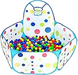 Miwacu Piscina De Bolas | Parque De Bolas Infantil | Piscina Bolas con Canasta De Basket | Parque De Bolas De 90cm | Piscina De Bolas para Bebés De 1 Año | Piscina Bolas Bebé | Parque Bolas (Azul)