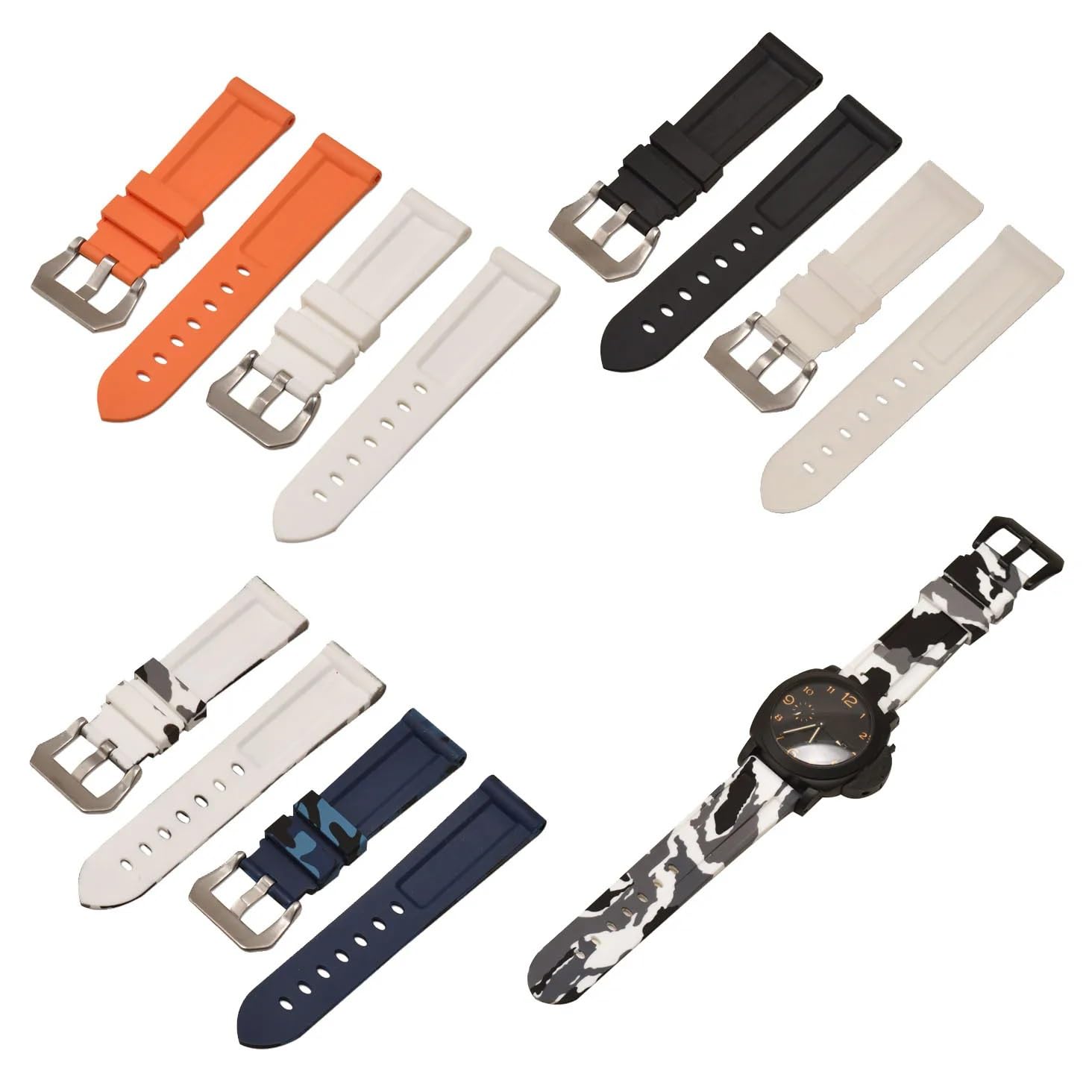 Hebilla acero pulseras silicona Correa de silicona de 20mm, 22mm, 24mm y 26mm, correa de silicona for reloj, pulsera, correa de reloj inteligente, correa de reloj de goma de repuesto deportiva