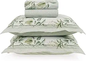 Karsten, Kit Jogo De Lençol Karsten 4 Peças Cama Queen 200 Fios Estampado 100% Algodão Cedro