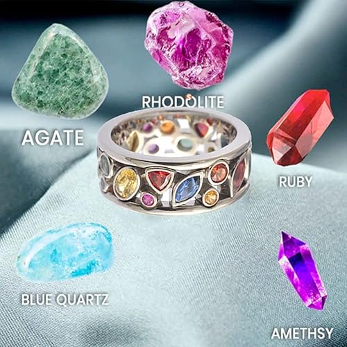 Miniatura 7 de TORINA - Anillo de iónico de cuarzo de cristal 3 piezas anillo de cristal de cuarzo para terapia para pérdida de peso anillo de iónico de cuarzo