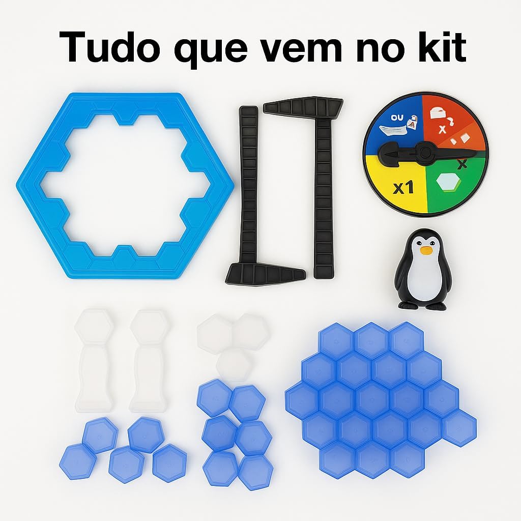 Jogo Tabuleiro Infantil Brinquedo Quebra Gelo Neve Pinguim Numa Fria Educativo (Grande)