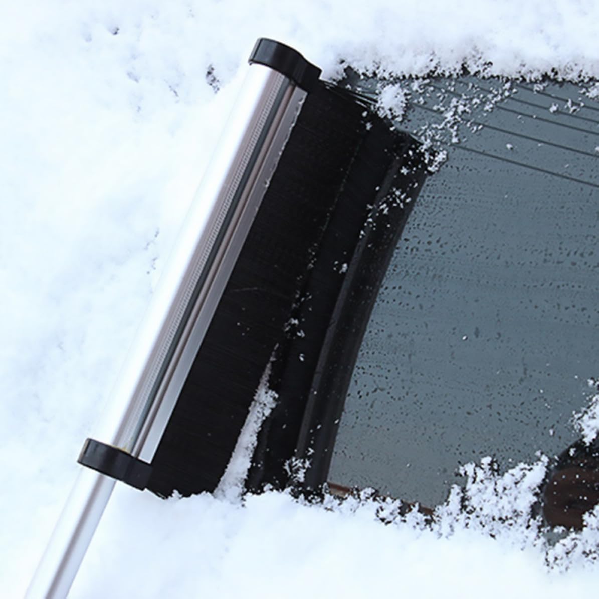 BESPORTBLE Telescoping Snow Brush and Ice Scraper with Extendable Aluminum Alloy Pole, Nylon Brush Hair, and Abs Shovel, Adjustable Length for Easy Storage, Car Snow Remover for Winter