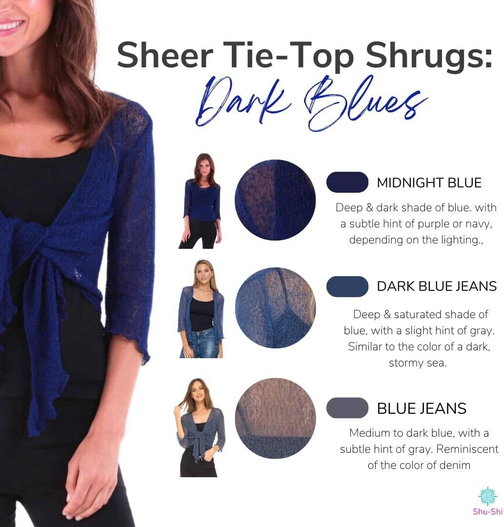 SHU-SHI Sheer Shrug for Women Mesh Knit Cover Up Lightweight Dressy Cardigan for Summer Tie Top Wrap - Image 4