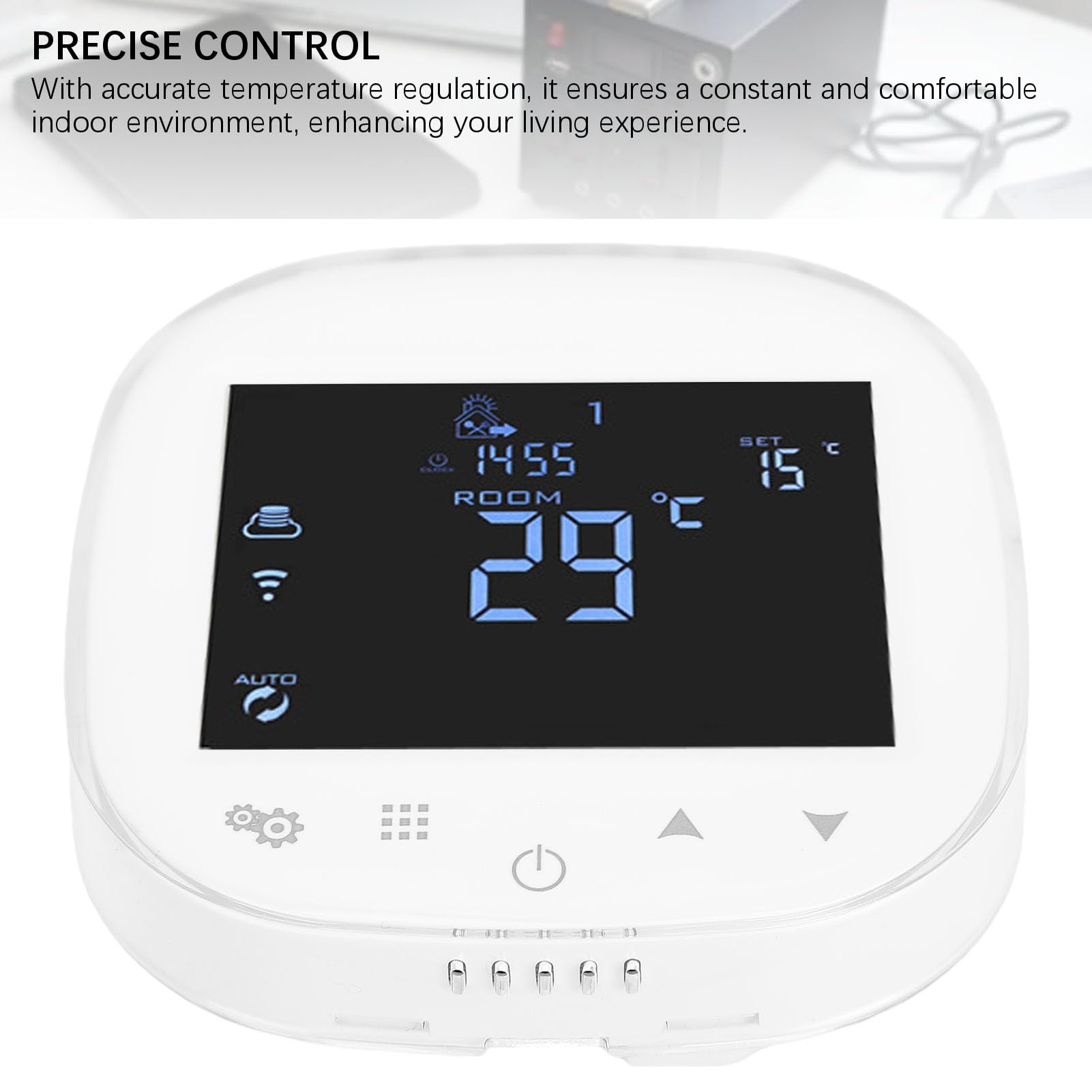 Pongnas Termostat z obsługą Wi-Fi – Programowalny Cyfrowy Termostat Pokojowy ze Sterowaniem za pomocą Aplikacji, Precyzyjna dokładność Temperatury ±0,5°C, Konstrukcja do Montażu na ścianie do Domu i