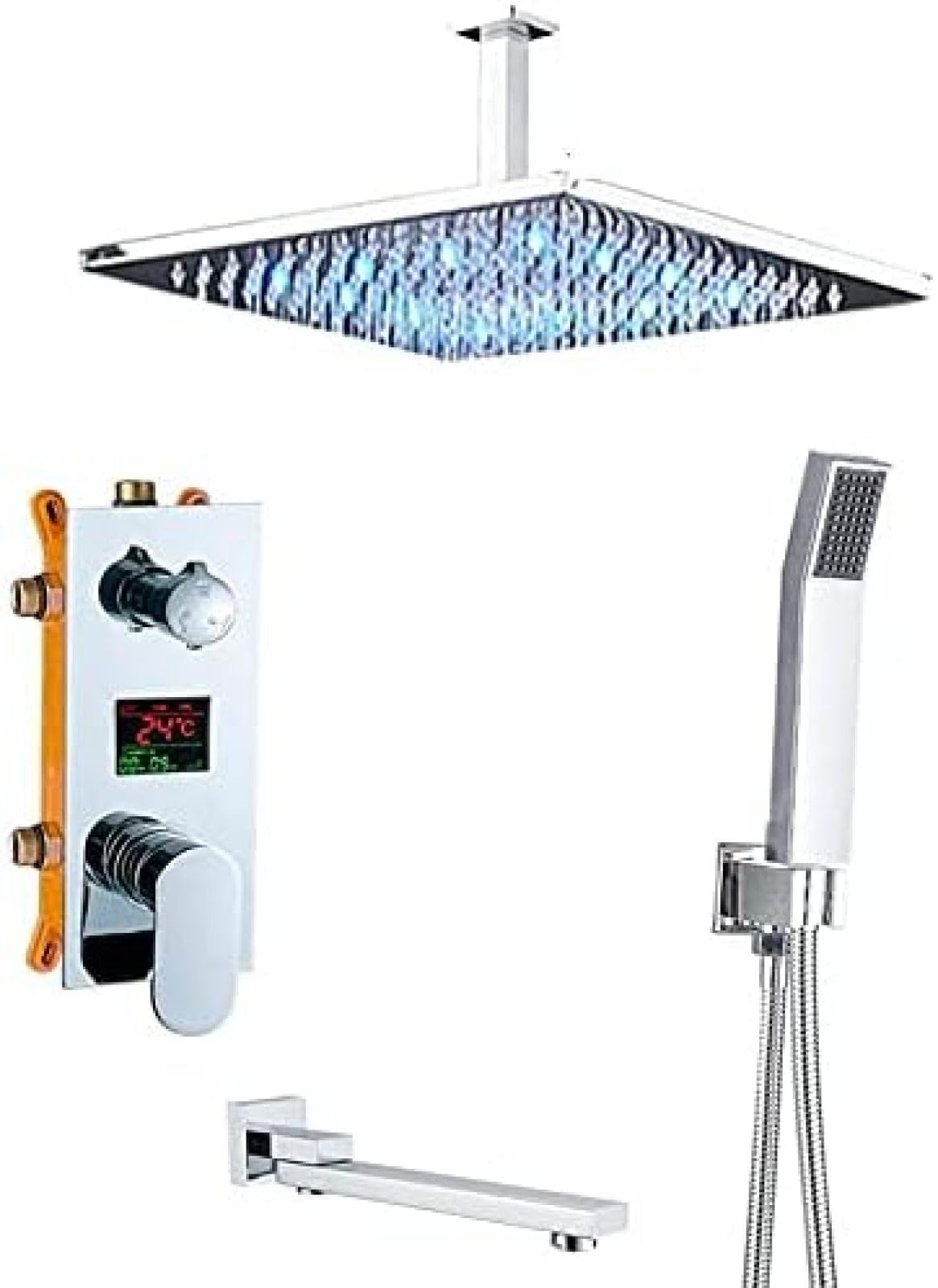 NGDFGR Bathroom Rainfall Shower Faucets Set Concealed Rome Shower Faucet Bathtub Shower Mixer Tap Wall Mount-A 12 In,B 8 In,size_name-B 8 inch