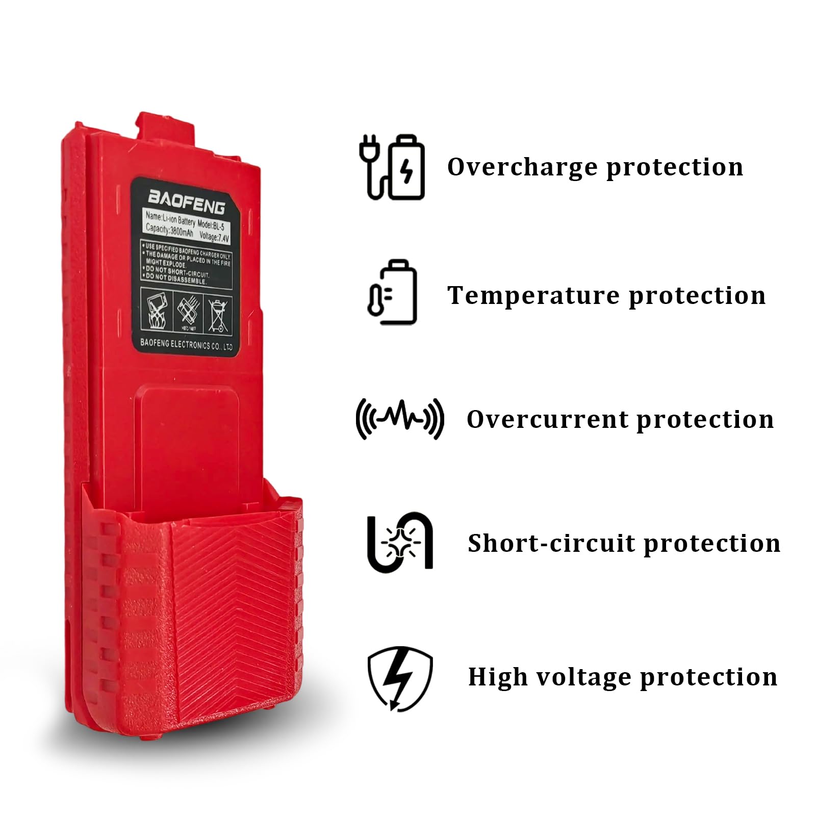 Accesorios para la radio : Batería Li-Ion 3800mAh para Baofeng UV-5R