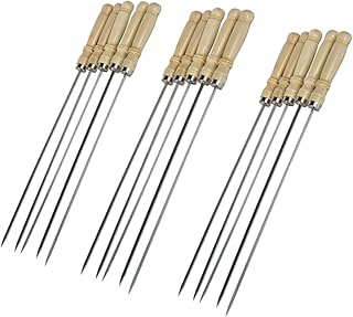 Yardwe 25 Pçs Sinal De Churrasco Marshmallow Espetos De Kabob Espeto De Carne Vegetal Espetos De Kebab Espetos De Carne Espetos Para Grelhar Espetos De Aço Inoxidável Planos De Madeira