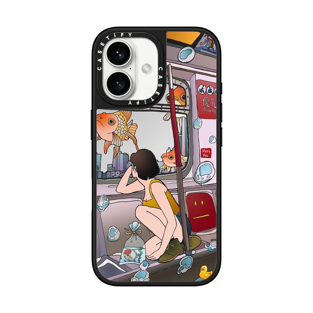 CASETiFY ミラー MagSafe対応 iPhone 16 ケース [反射性 / 1.5mからの落下試験をクリア (MIL規格1倍相当) / ワイヤレス充電およびMagsafe対応] - Vivian Ho - Wish you were here - クリア ブラック