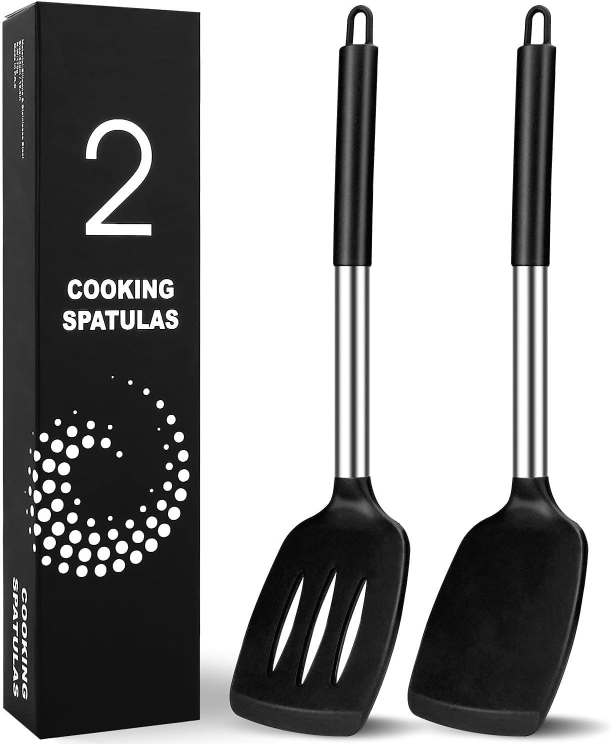 Pack of 2 Spatula by Minitul - Spatulas Silicone Heat Resistant with Stainless Steel Handles - Kitchen Spatula Set, Silicone Spatula Set for Cooking.