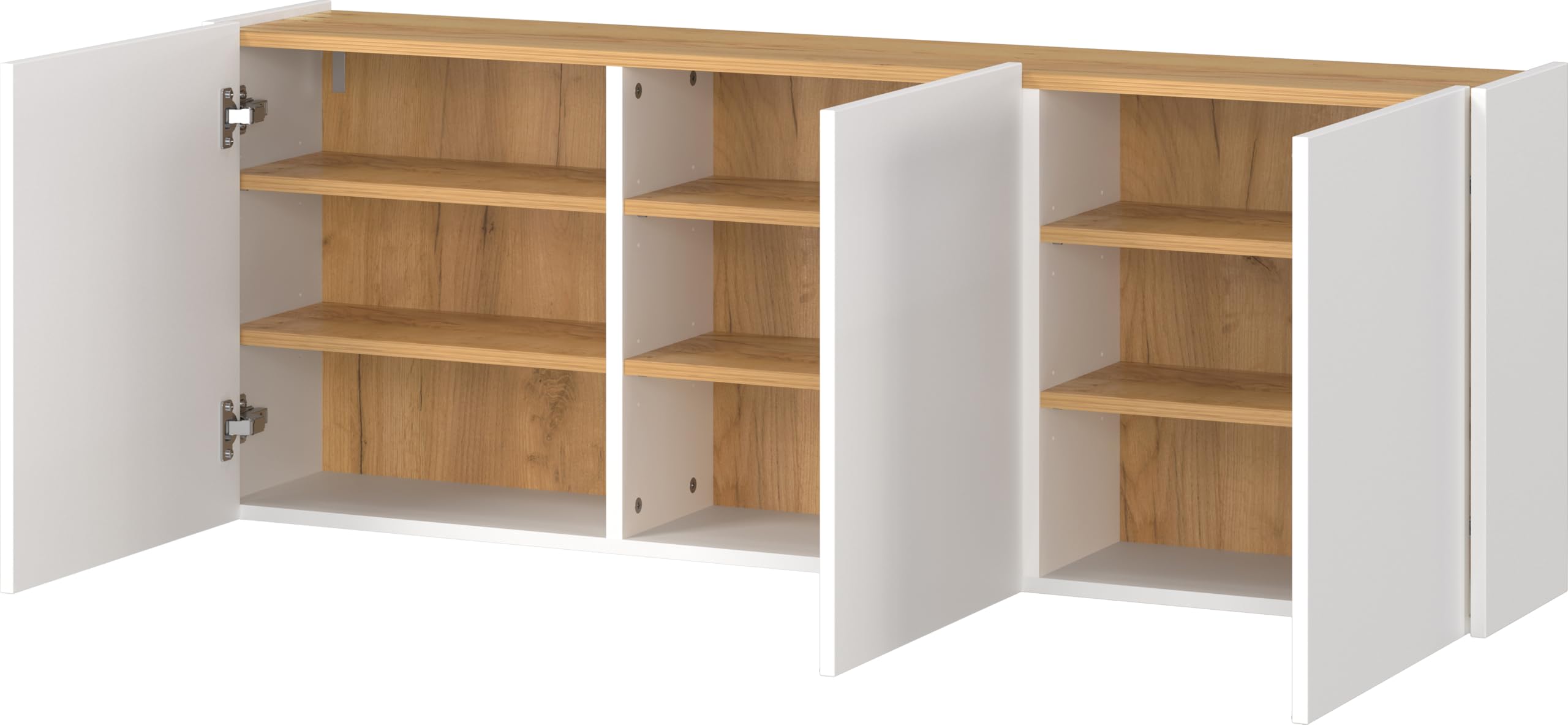Germania Scarpiera 1345-513 GW-Libbiano, in bianco/Rovere Navarra, con profondità ridotta, 138 x 52 x 25 cm (LxAxP)