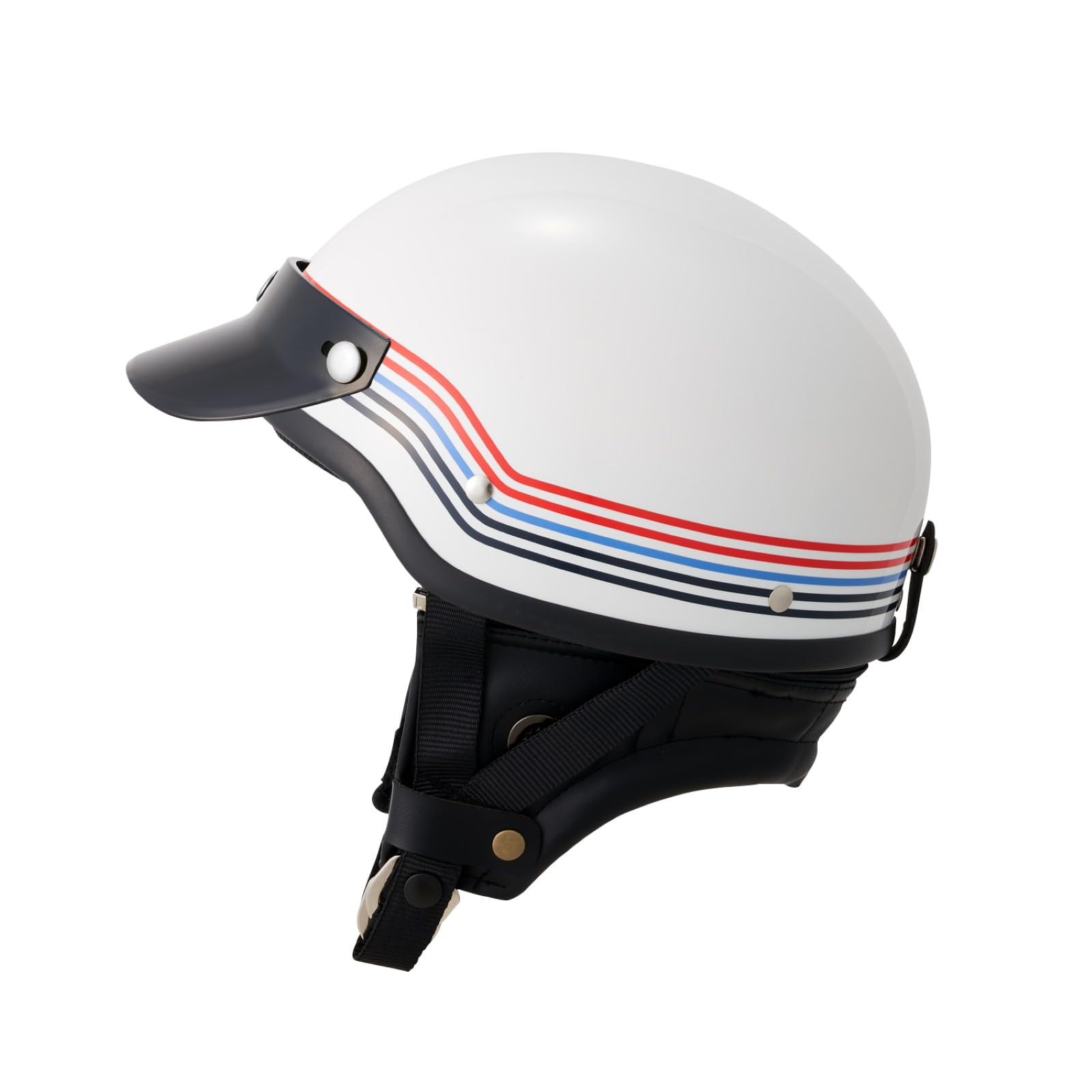 バイク用 ハーフヘルメット　ホワイト×レッドライン　Team-CKヘルメット Amazon | マルシン(MARUSHIN) バイク用 ヘルメット MCH5 MZ-HALF