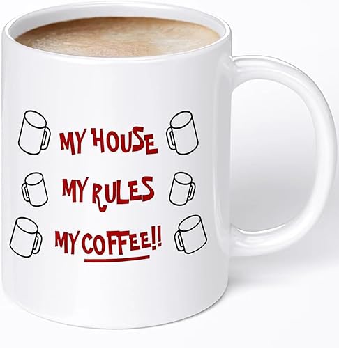 My House My Rules My Coffee - Knives Out - Taza de café de cerámica de alta calidad para el verdadero conocedor del café, taza de café divertida y