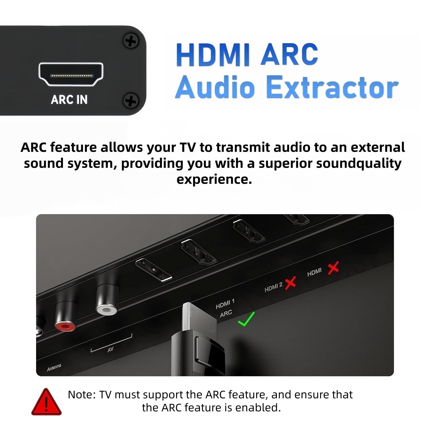 Estrattore audio HDMI ARC, 192 KHz, adattatore audio HDMI ARC, convertitore splitter a ottico TOSLINK SPDIF + RCA L/R+ coassiale e analogico stereo da 3,5 mm per Soundbar HDTV altoparlante cuffie