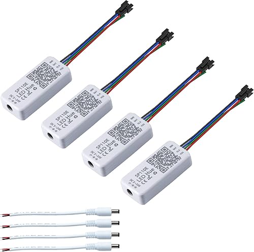 Sp110 - Controlador LED Hue Ws2812b, paquete de 4 unidades Sp110e LED Bluetooth Ws2811 controlador 5-24V, aplicación iOSAndroid, control remoto
