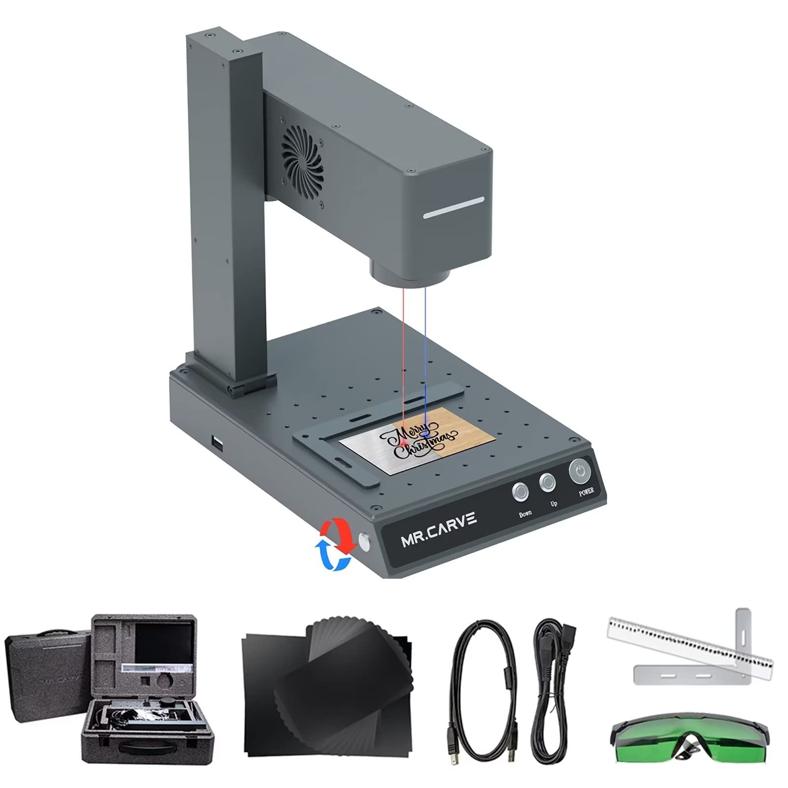 M4 PRO Grabador Láser Dual, 1064nm+455nm 2 en 1 Máquina de Grabado Láser Portátil con Gafas Protectoras para Todos los Metales, Joyas, Plásticos, Etiqueta de Perro DIY