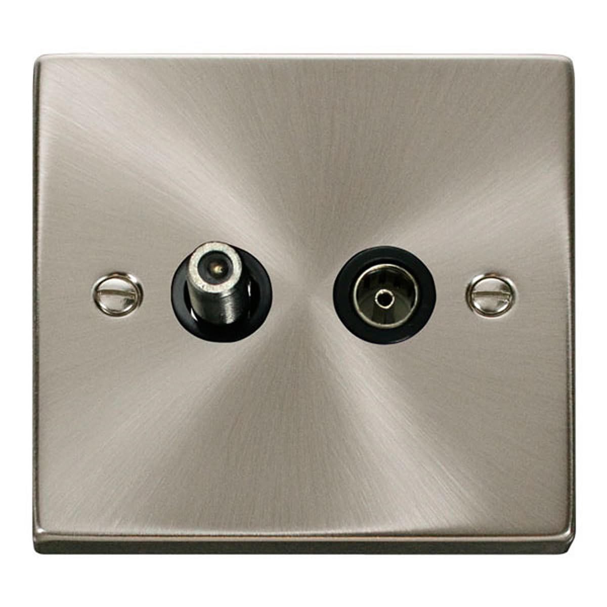 Click Scolmore Deco Non-Isolated Co-Axial & Satellite Socket1 Gang Black Vpsc170Bk