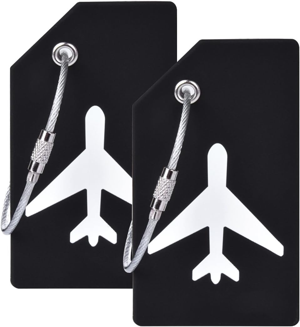 Silicone Luggage Tag with Name ID Card Perfect to Quickly Spot Luggage Suitcase, Black, OneSize