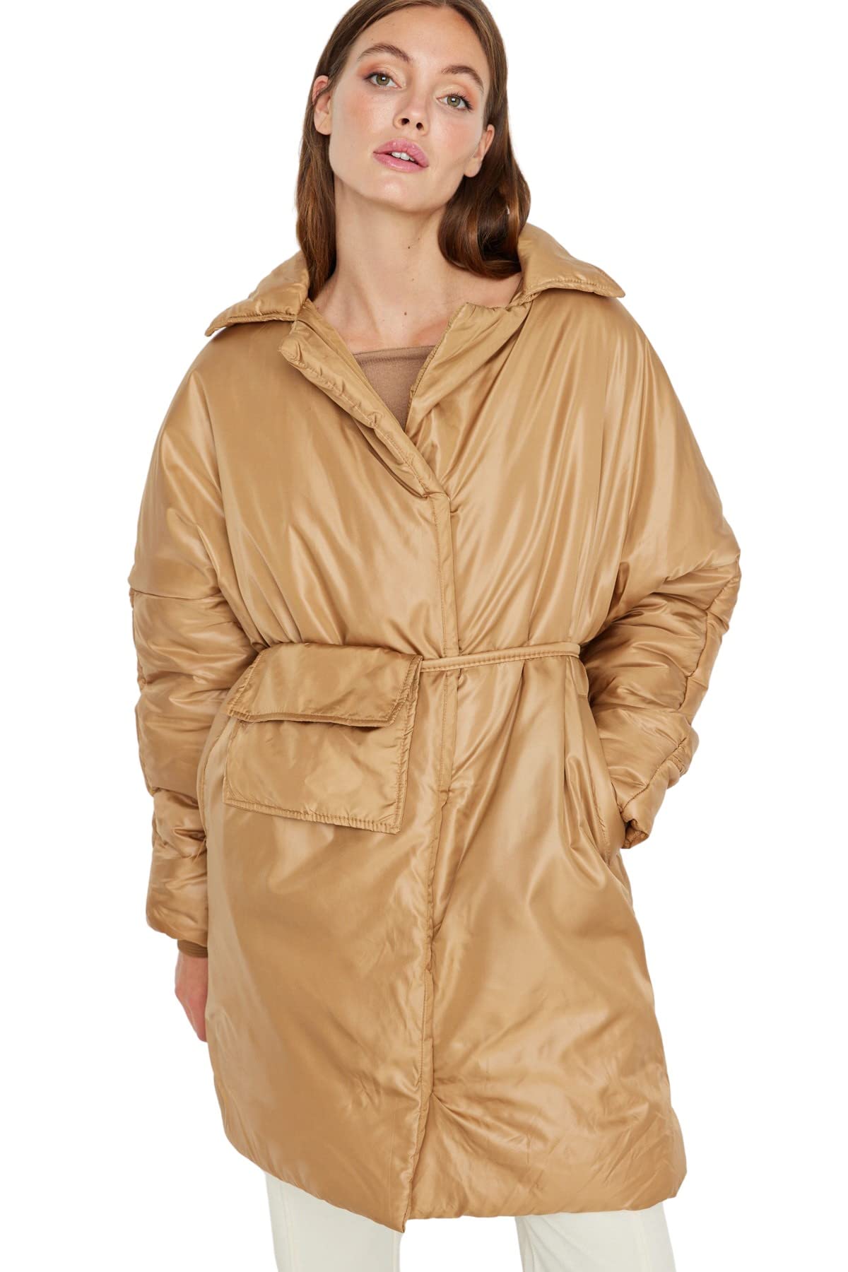 Trendyol Women Oversize Puffer Lapel Collar Woven Jacket